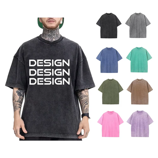 Custom Mens Acid Wash T Shirt 100% Cotton Oversized Plus Size Graphic Men's t-shirts Print Logo Vintage T Shirt For Men