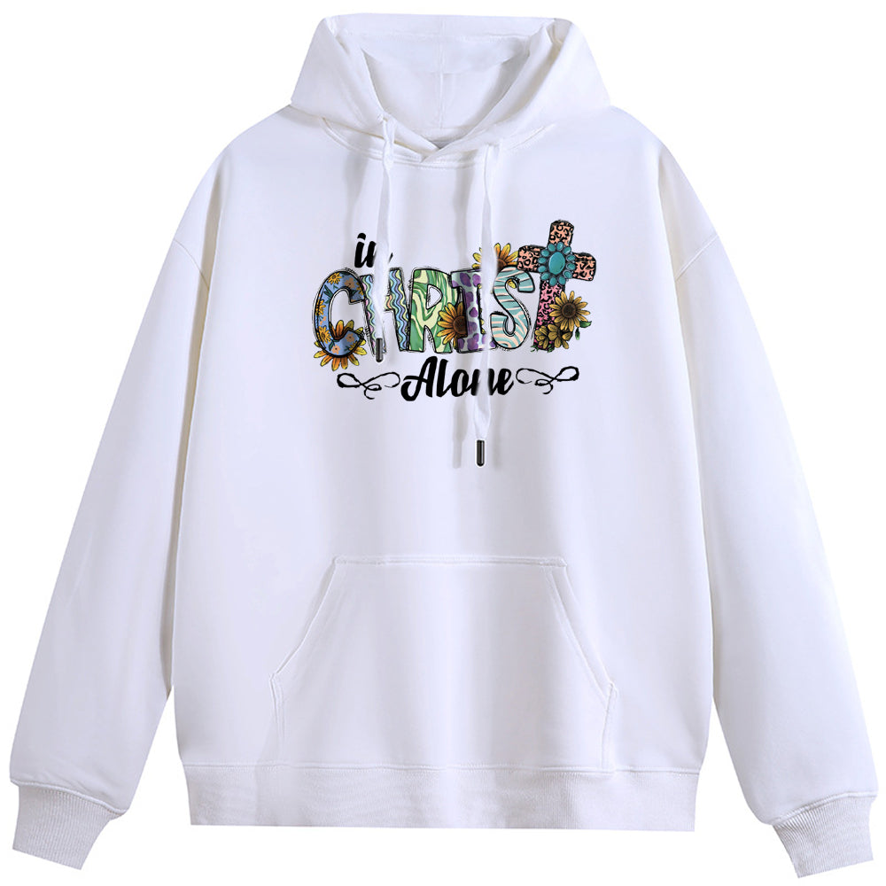 CHRIS Cotton Plush Hooded Collar Drawstring Hoodies Pullover Sweatshirts Casual Long Sleeve Shirts