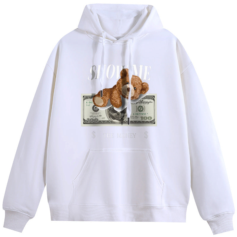 Rich Bear Combed Cotton Pullover Hooded Sweatshirt Couple Hoodies