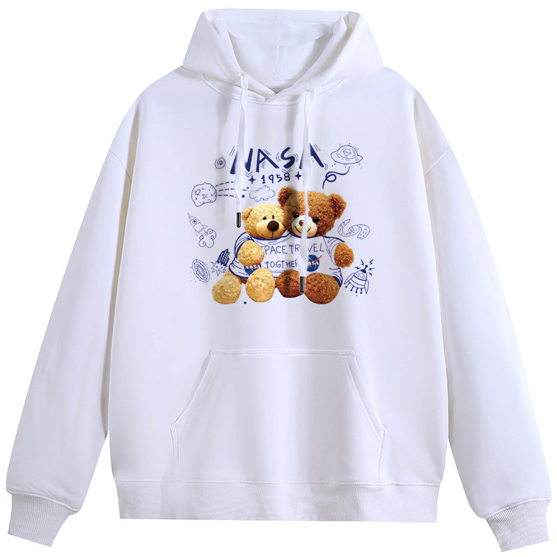 Fantasy Bear  Unisex Plush Hooded Collar Drawstring Hoodies Pullover Sweatshirts Casual Long Sleeve Shirts