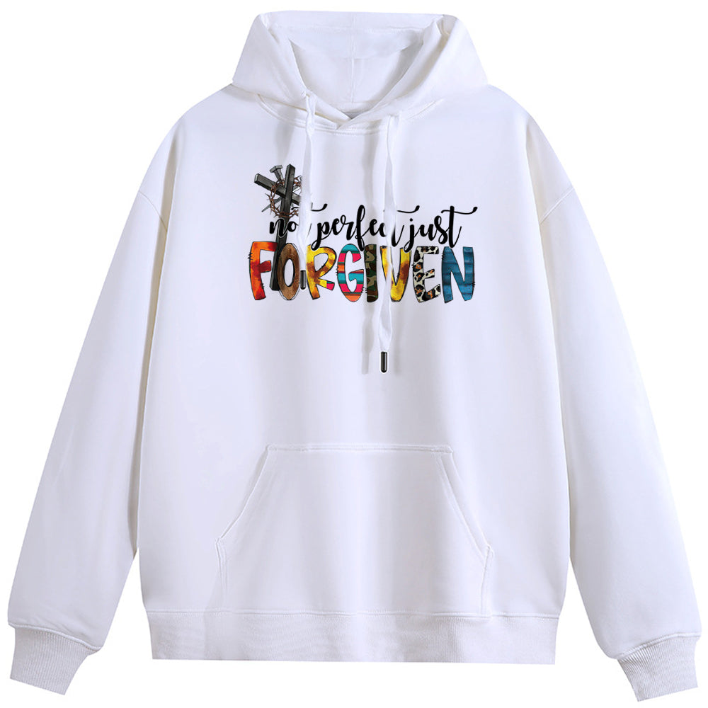 FORGIVEN Cotton Plush Hooded Collar Drawstring Hoodies Pullover Sweatshirts Casual Long Sleeve Shirts