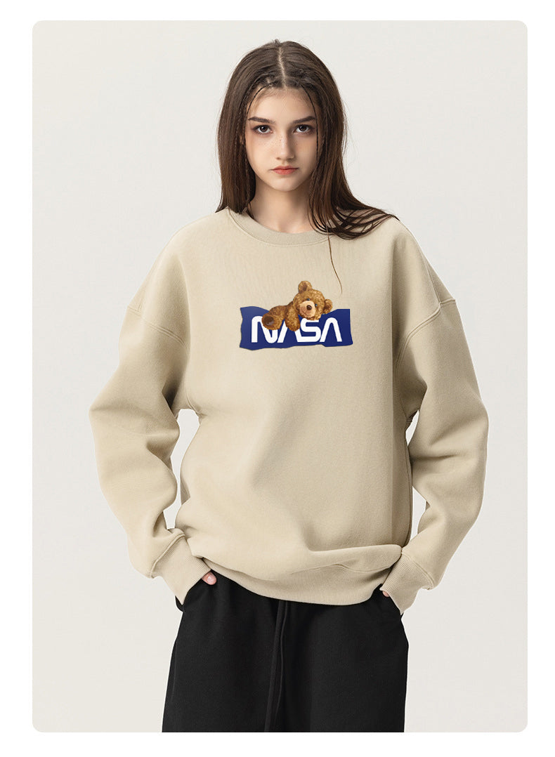 Cute Nasabear Soft Cotton with Fleece Long Sleeve Hoodies Crew Neck Couple Gifts