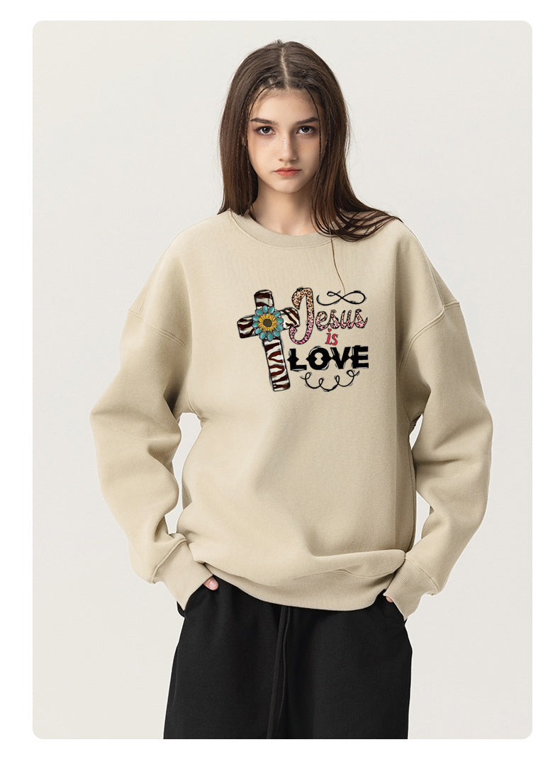 JESUS is love Cotton Crew Neck Hoodies Fleece Pullover Sweatshirts