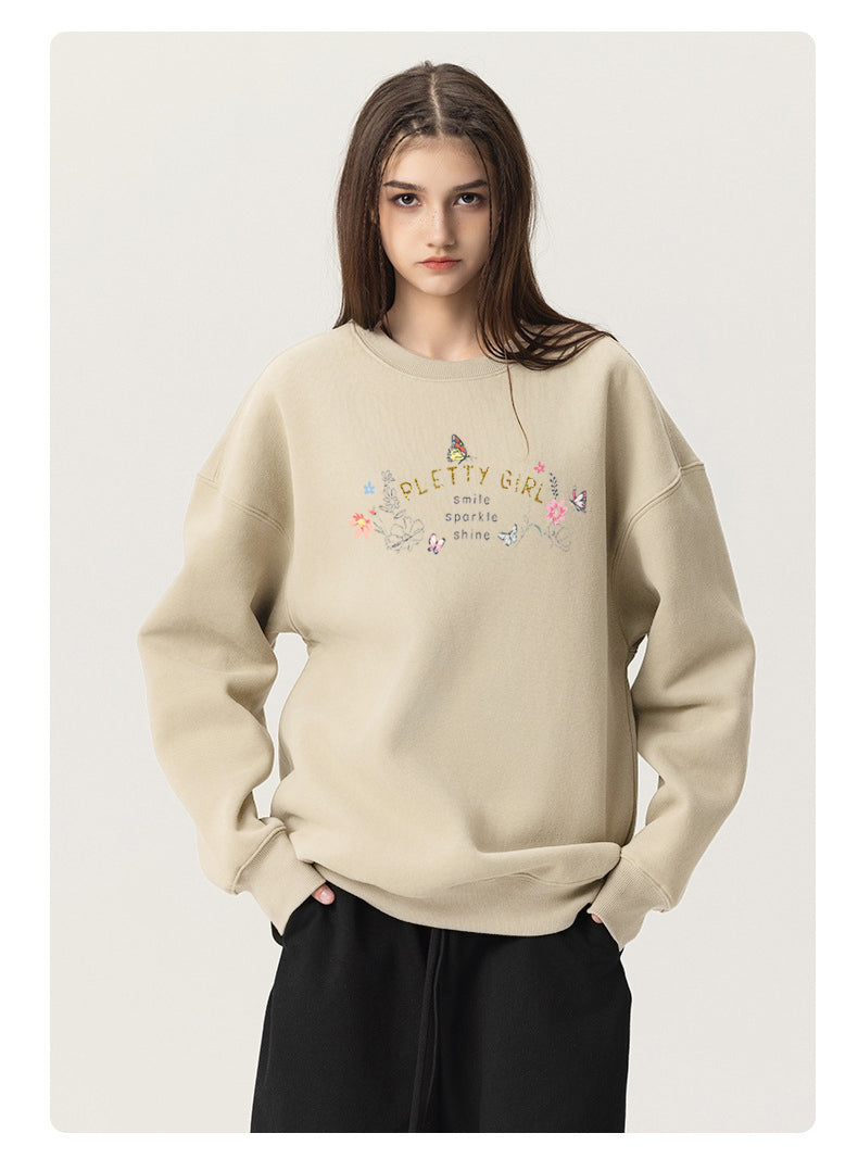 pretty girl Cotton with Fleece Unisex Hoodies Crew Neck Sweatshirts