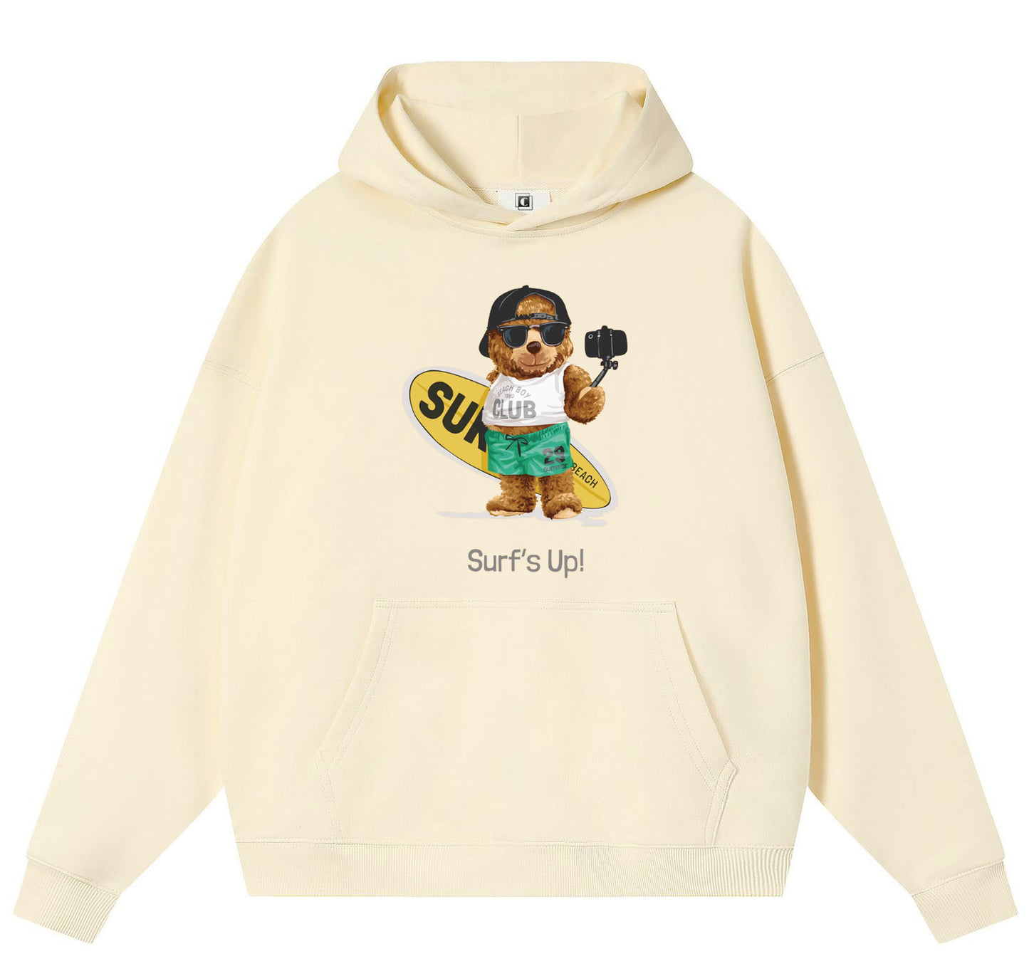 Skateboard Bear Cotton Hooded Collar Pullover Sweatshirts Casual Long Sleeve Shirts