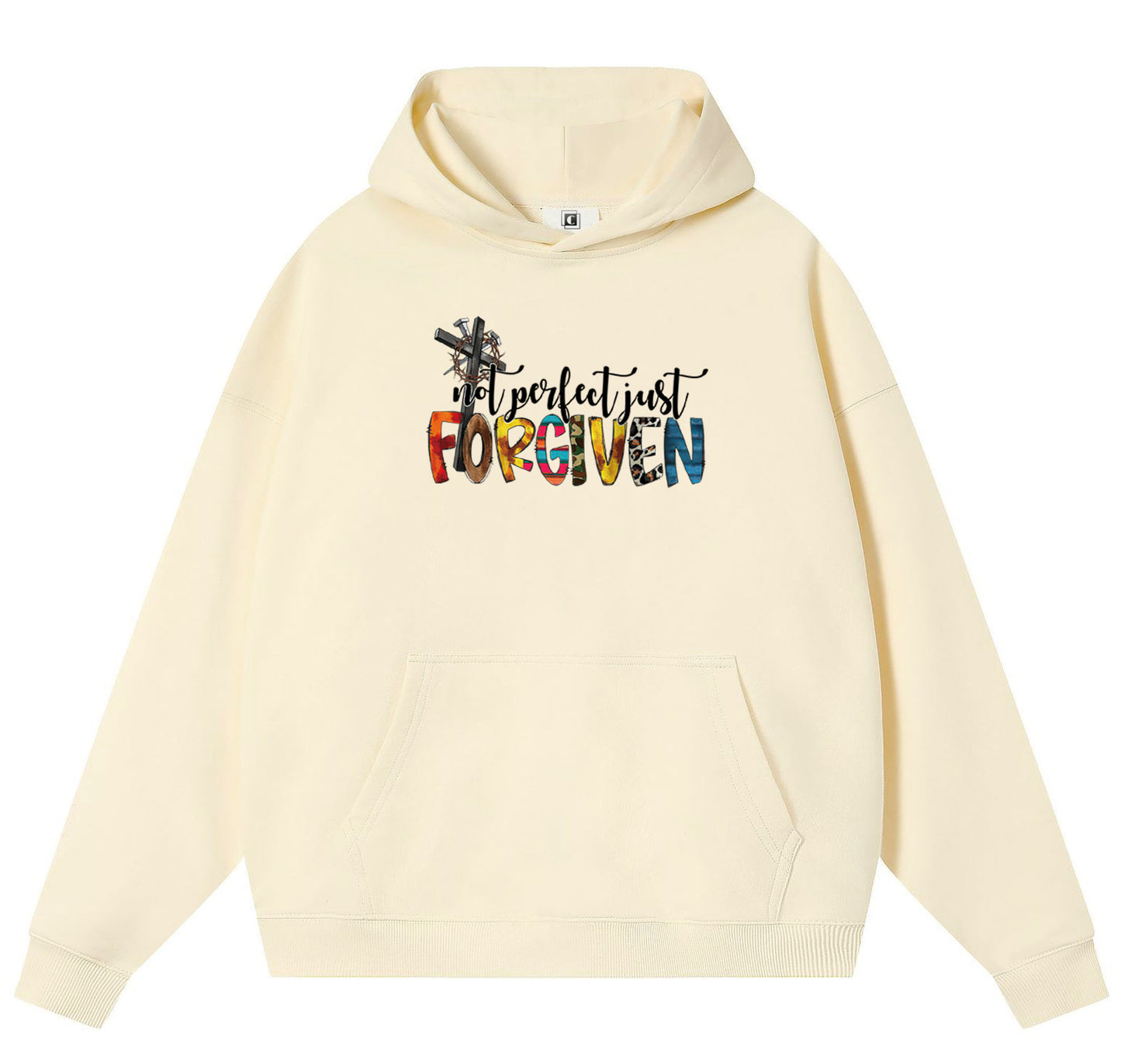 FORGIVEN Cotton Hooded Collar Pullover Sweatshirts Casual Long Sleeve Shirts