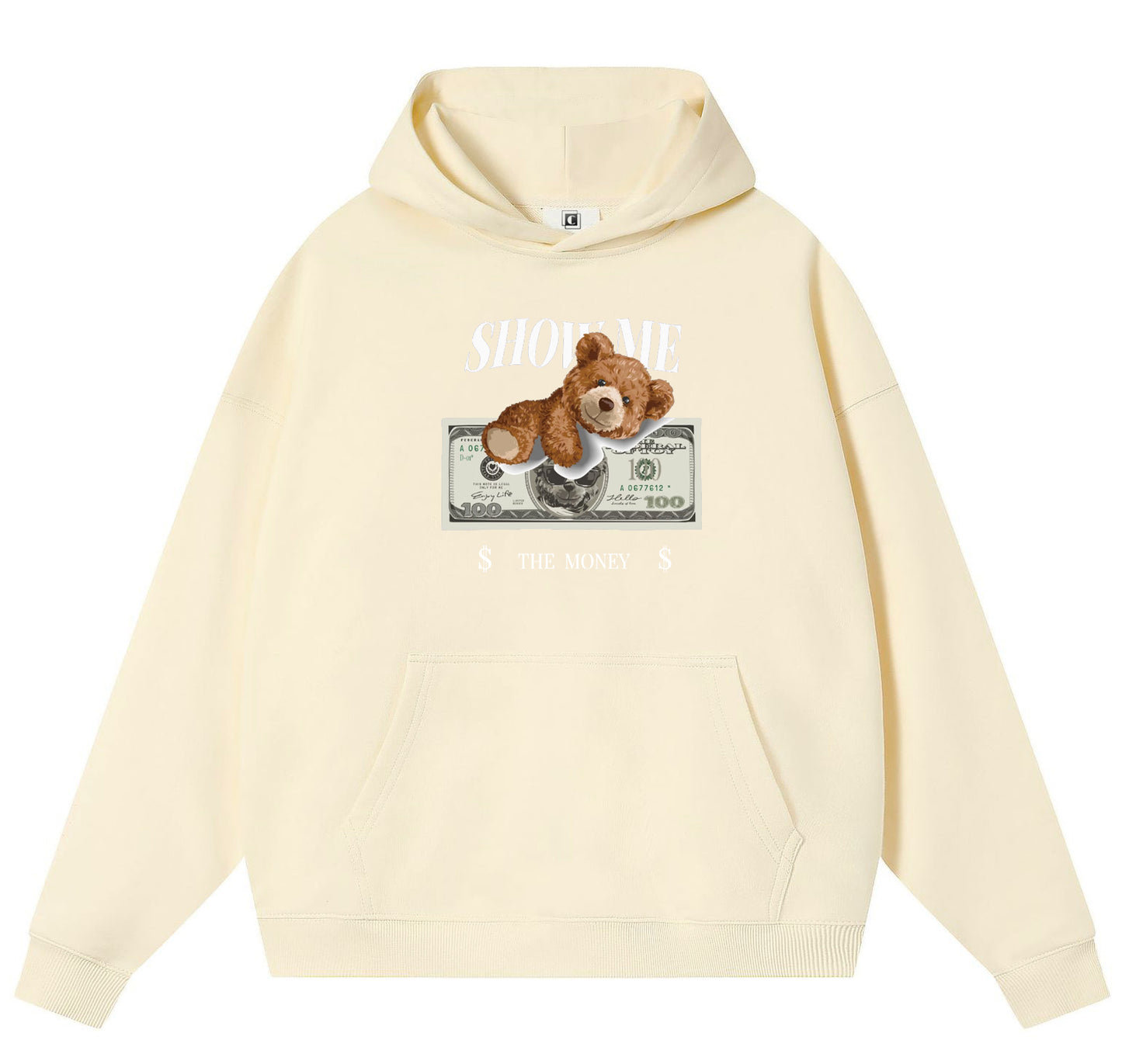 USD Bear Cotton Hooded Collar Pullover Sweatshirts Casual Long Sleeve Shirts