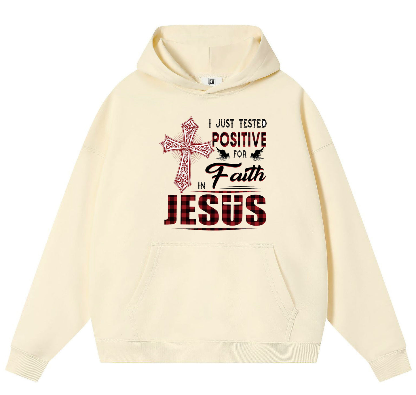 JESUS Cotton Hooded Collar Pullover Sweatshirts Casual Long Sleeve Shirts