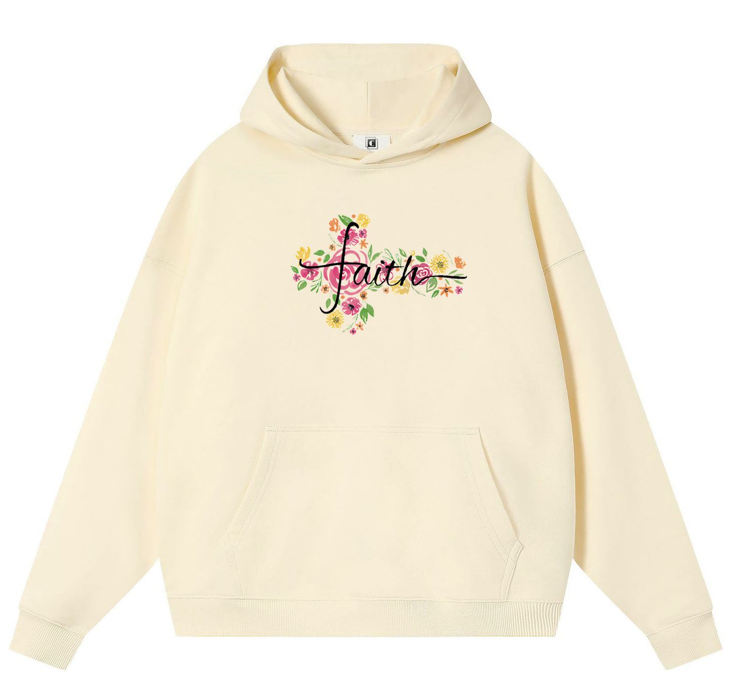 Hand drawn flowers Cotton Hooded Collar Pullover Sweatshirts Casual Long Sleeve Shirts