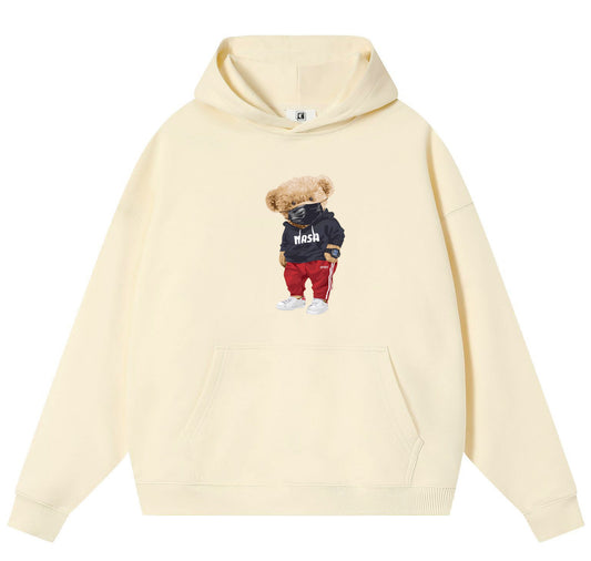 Mask Bear Cotton Hooded Collar Pullover Sweatshirts Casual Long Sleeve Shirts