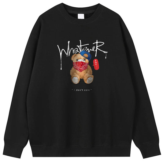 Masked Bear Cotton Crew Neck Hoodies Fleece Pullover Sweatshirts