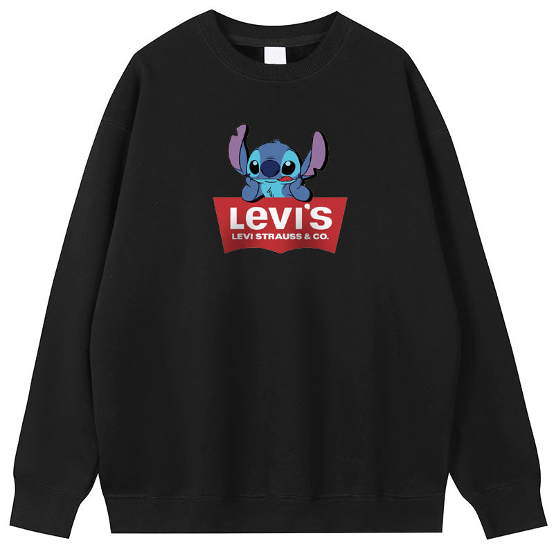 LEVIS Stitch Cotton Crew Neck Hoodies Fleece Pullover Sweatshirts