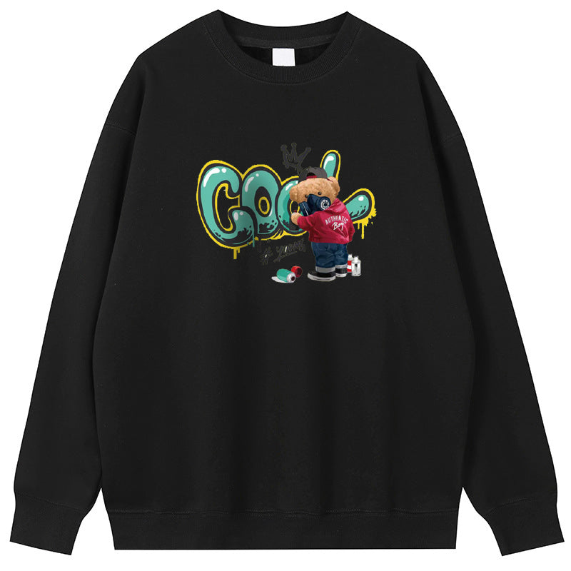 Art bear Cotton Crew Neck Hoodies Fleece Pullover Sweatshirts