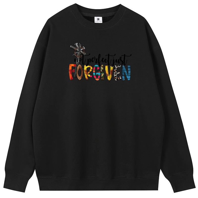 FORGIVEN Combed Cotton with Fleece Unisex Hoodies Crew Neck Sweatshirts