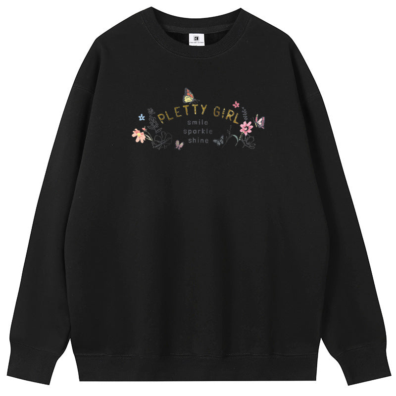 pretty girl Cotton with Fleece Unisex Hoodies Crew Neck Sweatshirts