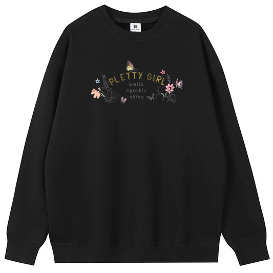 pretty girl Cotton with Fleece Unisex Hoodies Crew Neck Sweatshirts