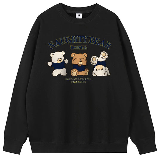 Naughty Bear Printed Combed Cotton Unisex Crew Neck Hoodies Pullover Sweatshirts