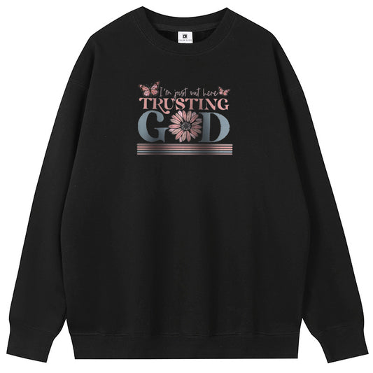 Trust in God Cotton with Fleece Unisex Hoodies Crew Neck Sweatshirts