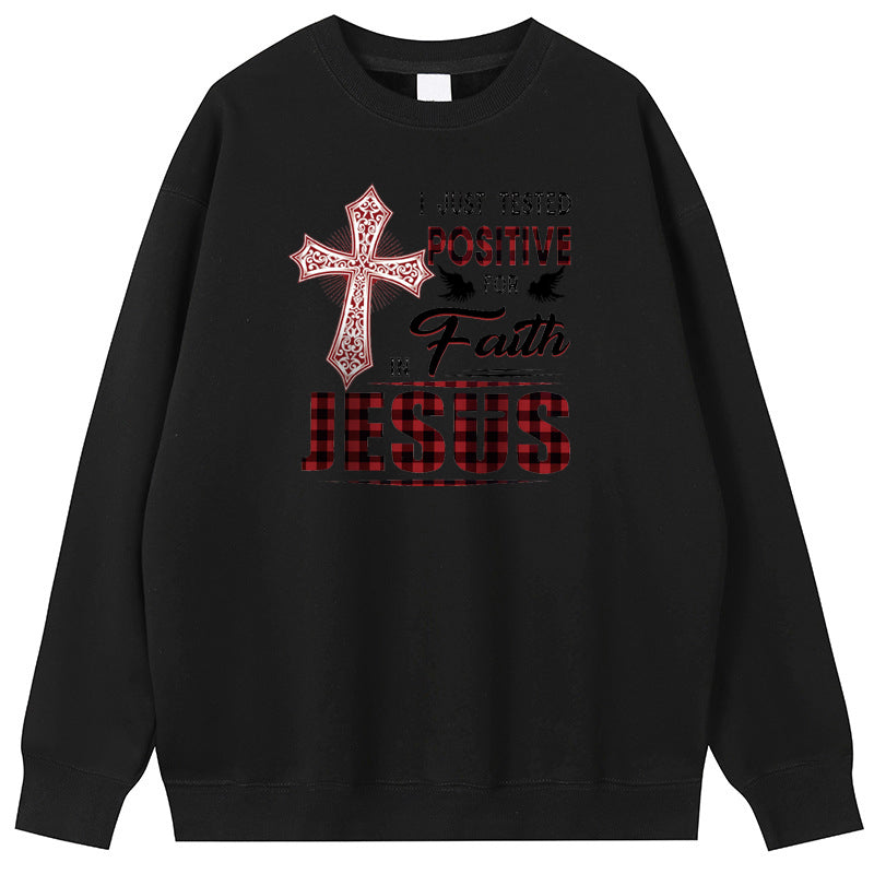 JESUS Cotton Crew Neck Hoodies Fleece Pullover Sweatshirts