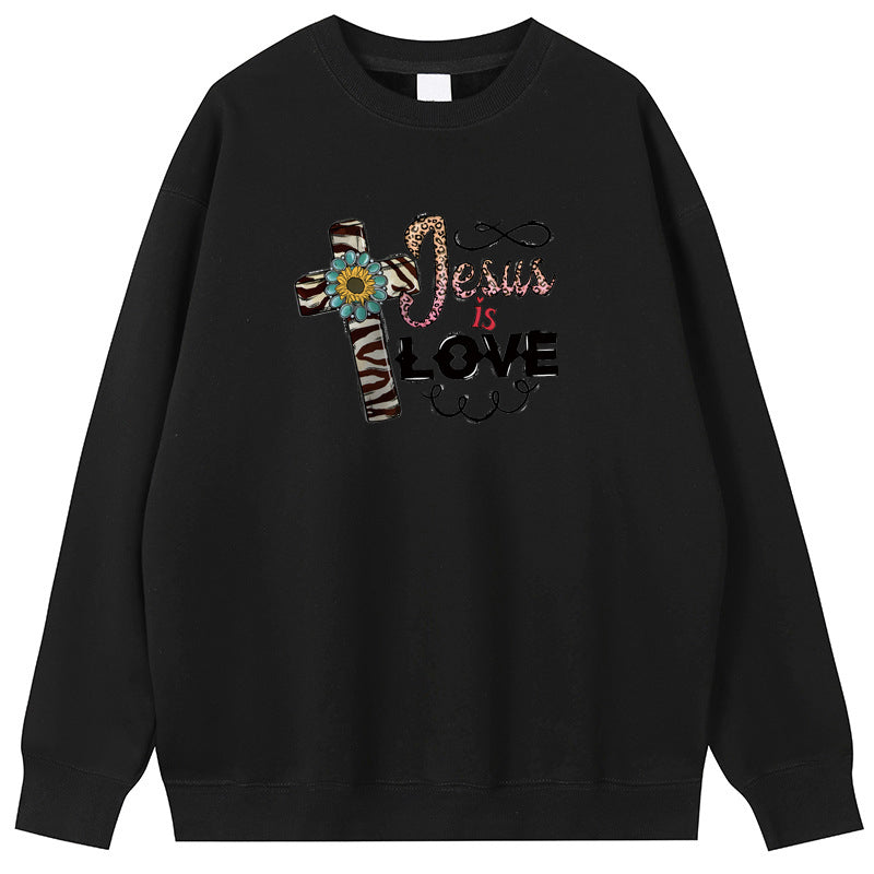 JESUS is love Cotton Crew Neck Hoodies Fleece Pullover Sweatshirts