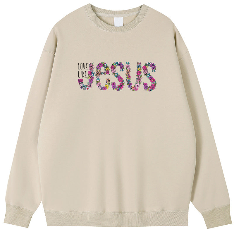 JESUS Cotton Crew Neck Hoodies Fleece Pullover Sweatshirts