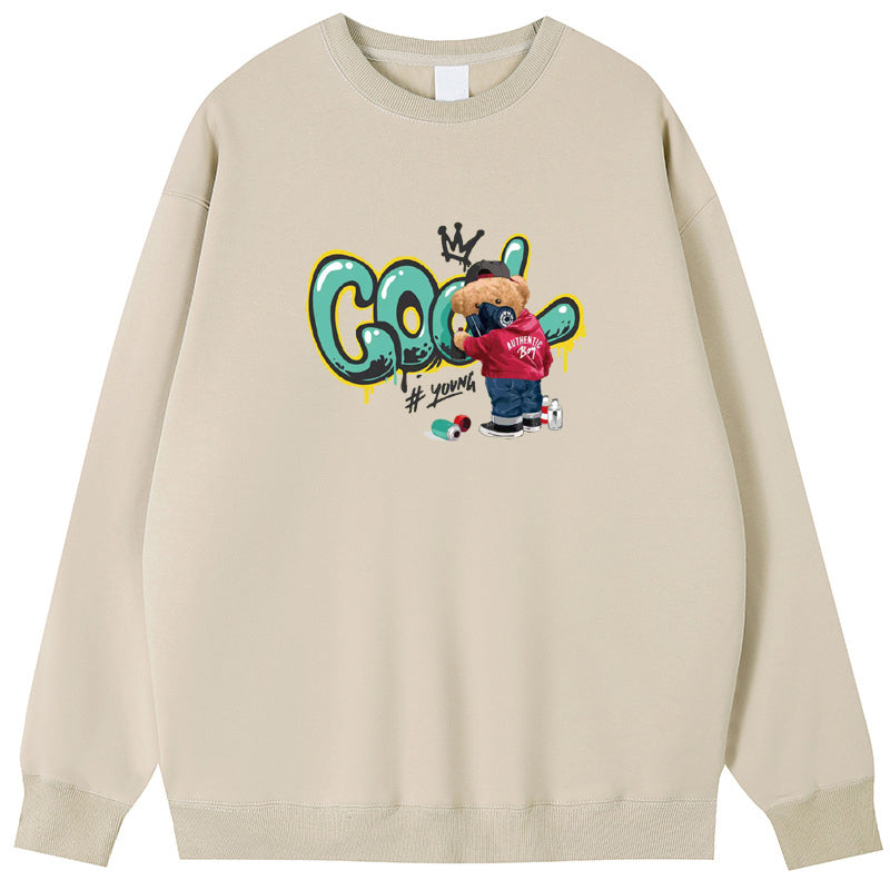 Art bear Cotton Crew Neck Hoodies Fleece Pullover Sweatshirts