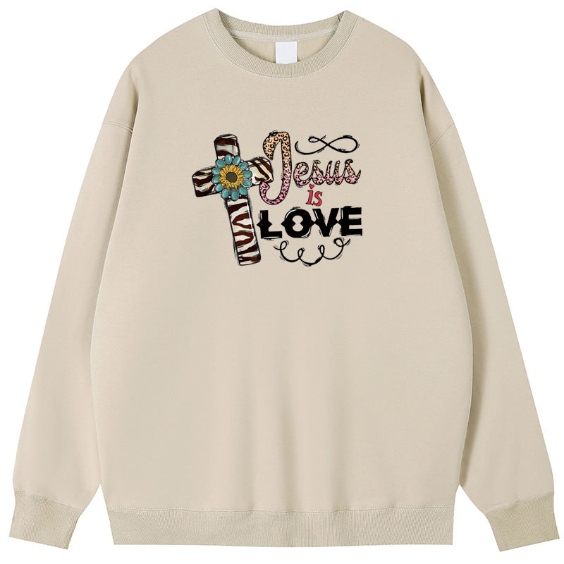 JESUS is love Cotton Crew Neck Hoodies Fleece Pullover Sweatshirts