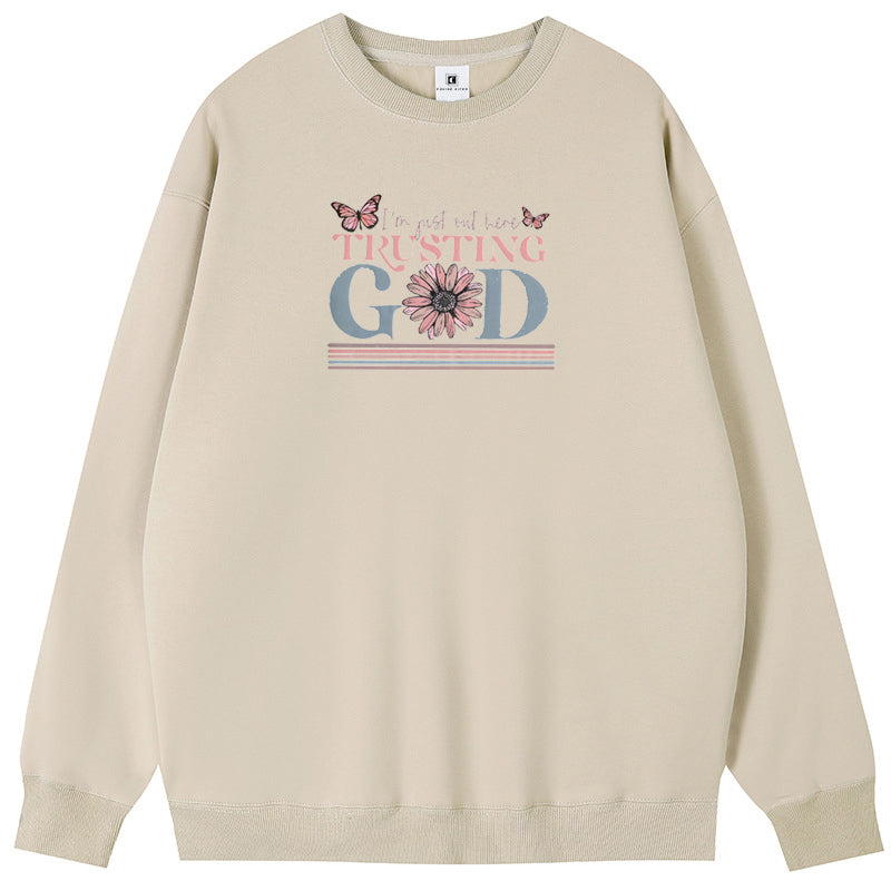 Trust in God Cotton with Fleece Unisex Hoodies Crew Neck Sweatshirts