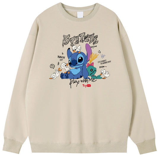 Duckling and Stitch Cotton Crew Neck Hoodies Fleece Pullover Sweatshirts