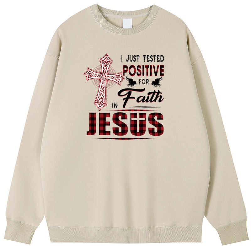 JESUS Cotton Crew Neck Hoodies Fleece Pullover Sweatshirts