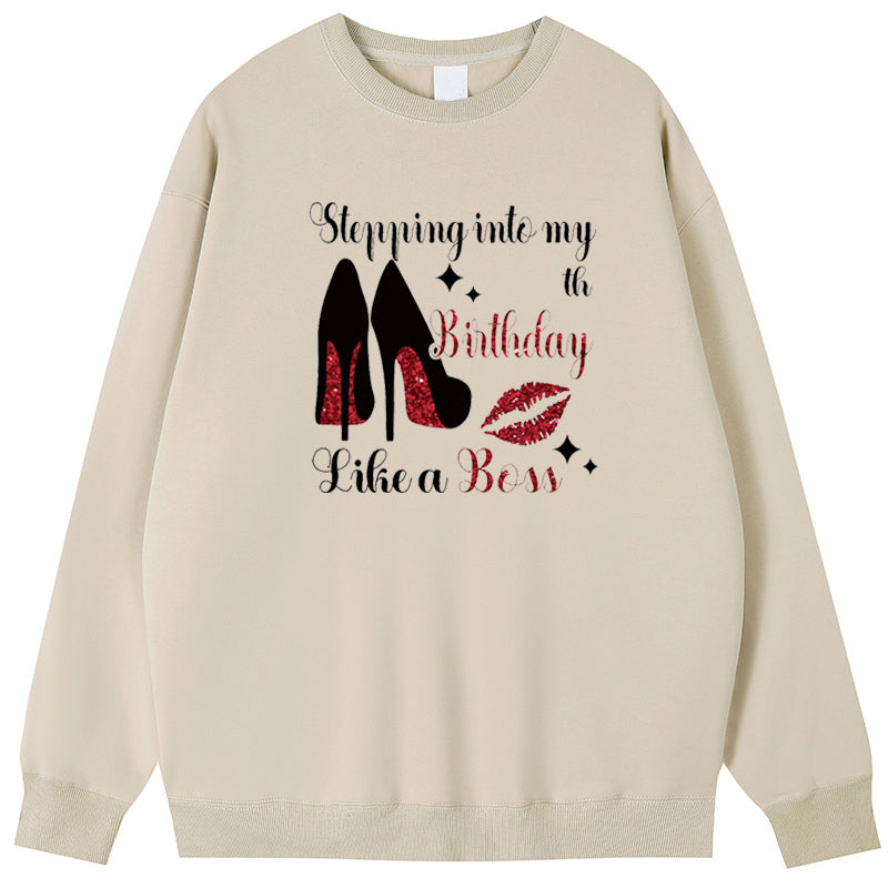 High heels and red lips Cotton Crew Neck Hoodies Fleece Pullover Sweatshirts