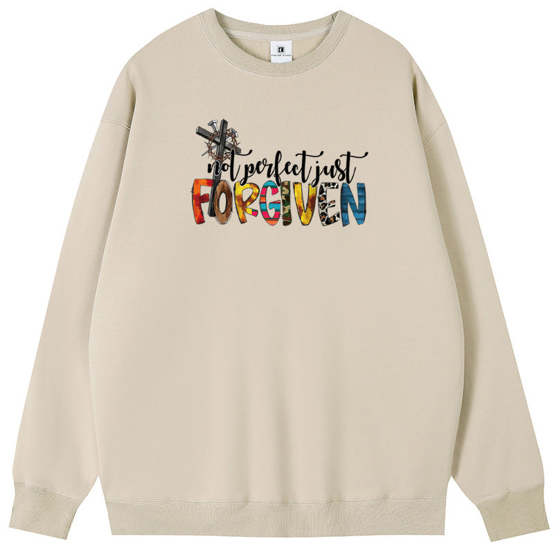 FORGIVEN Combed Cotton with Fleece Unisex Hoodies Crew Neck Sweatshirts