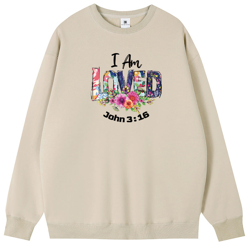 LOVED Combed Cotton with Fleece Unisex Hoodies Crew Neck Sweatshirts