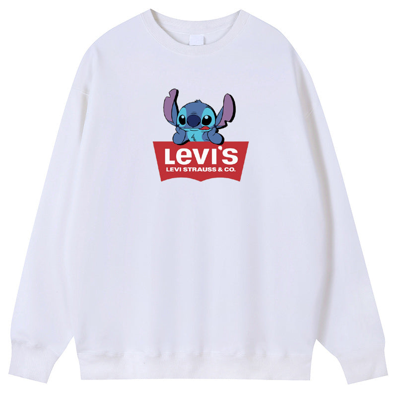 LEVIS Stitch Cotton Crew Neck Hoodies Fleece Pullover Sweatshirts