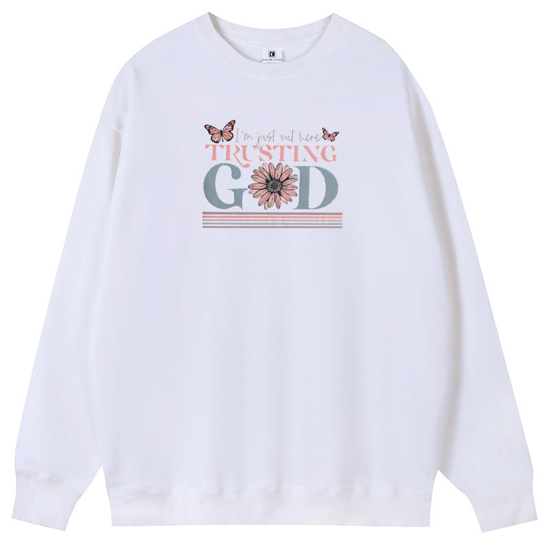 Trust in God Cotton with Fleece Unisex Hoodies Crew Neck Sweatshirts