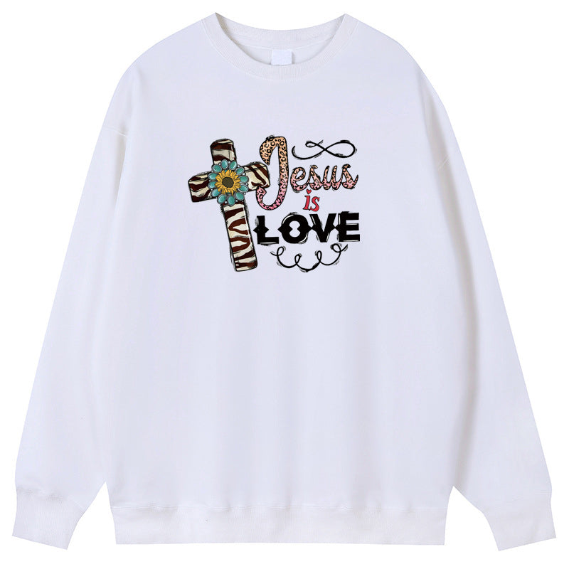 JESUS is love Cotton Crew Neck Hoodies Fleece Pullover Sweatshirts