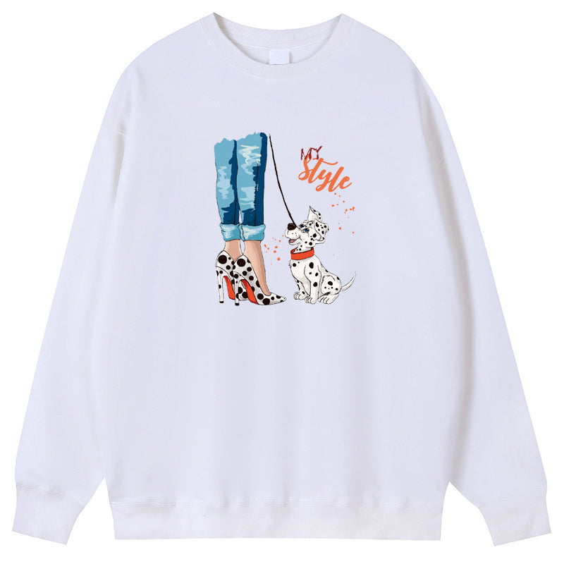 Lady and Dalmatian Cotton Crew Neck Hoodies Fleece Pullover Sweatshirts