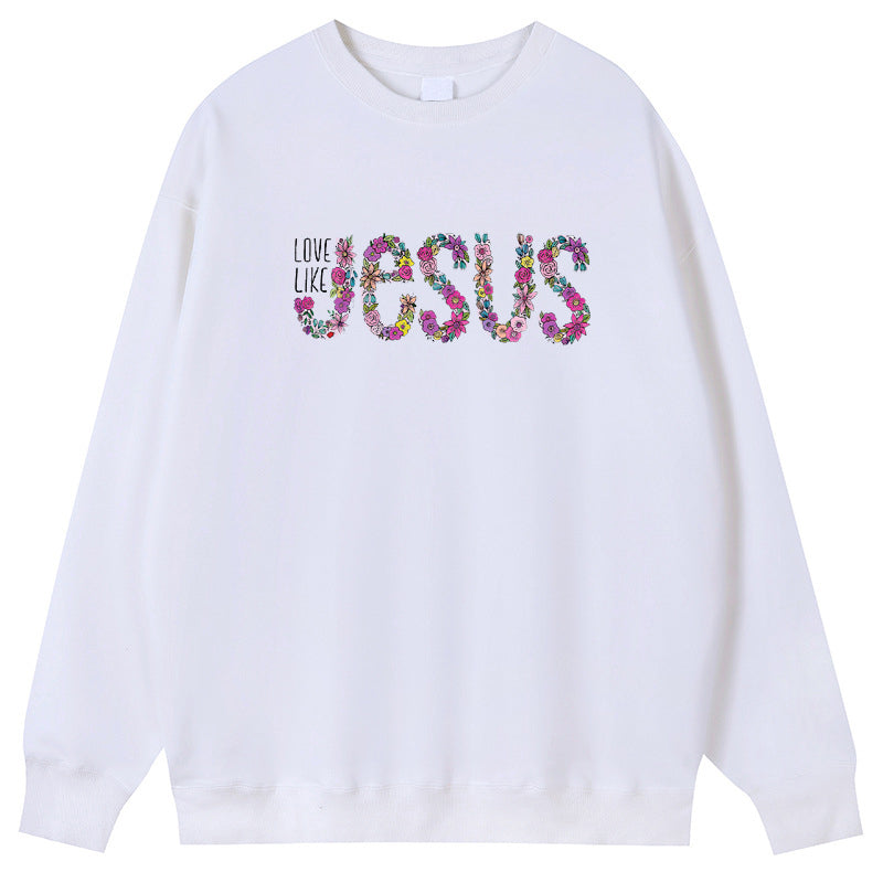 JESUS Cotton Crew Neck Hoodies Fleece Pullover Sweatshirts