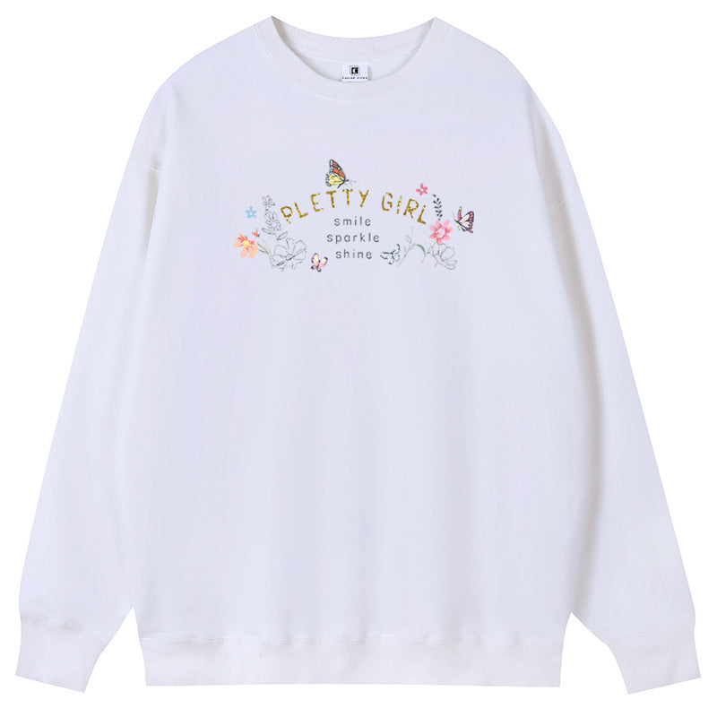 pretty girl Cotton with Fleece Unisex Hoodies Crew Neck Sweatshirts