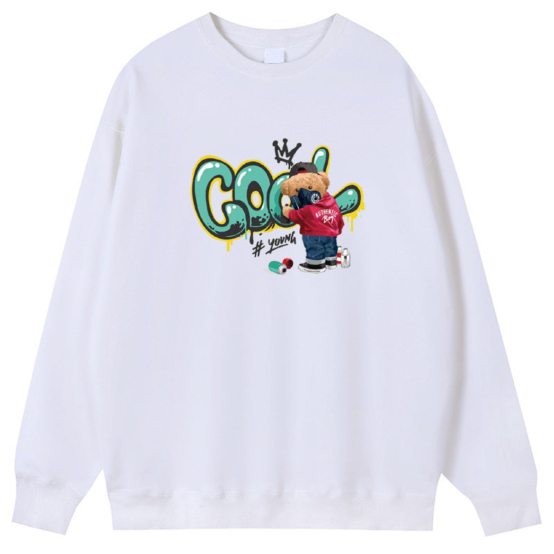 Art bear Cotton Crew Neck Hoodies Fleece Pullover Sweatshirts