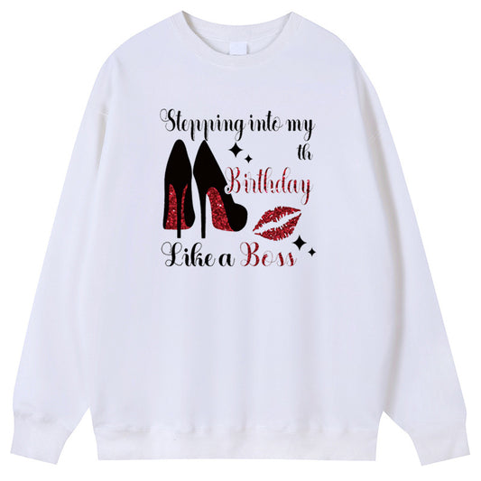 High heels and red lips Cotton Crew Neck Hoodies Fleece Pullover Sweatshirts