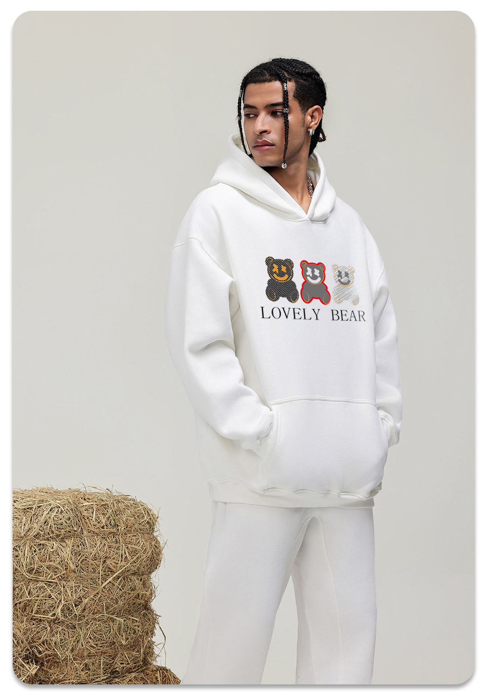 Lovely  Bear Cotton Hooded Collar Pullover Sweatshirts Casual Long Sleeve Shirts