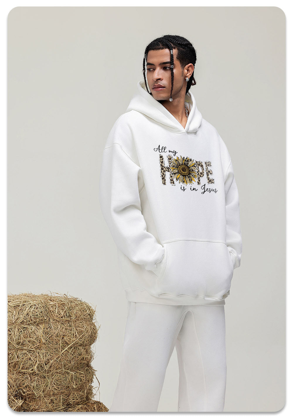 Sunflower of hope Cotton Hooded Collar Pullover Sweatshirts Casual Long Sleeve Shirts