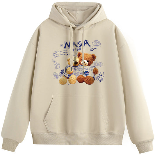 Fantasy Bear  Unisex Plush Hooded Collar Drawstring Hoodies Pullover Sweatshirts Casual Long Sleeve Shirts