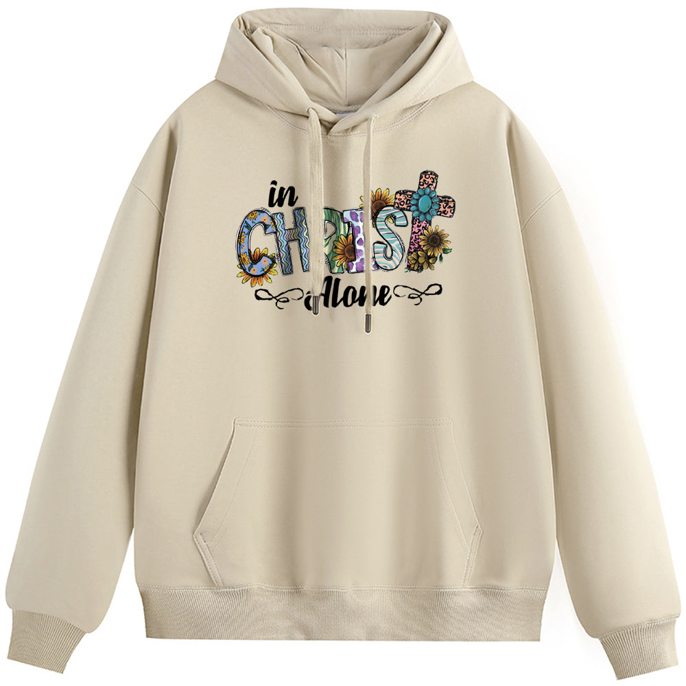 CHRIS Cotton Plush Hooded Collar Drawstring Hoodies Pullover Sweatshirts Casual Long Sleeve Shirts