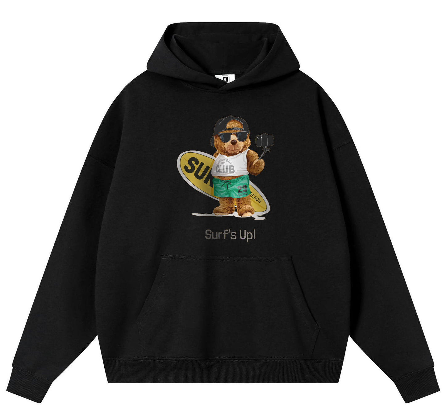 Skateboard Bear Cotton Hooded Collar Pullover Sweatshirts Casual Long Sleeve Shirts