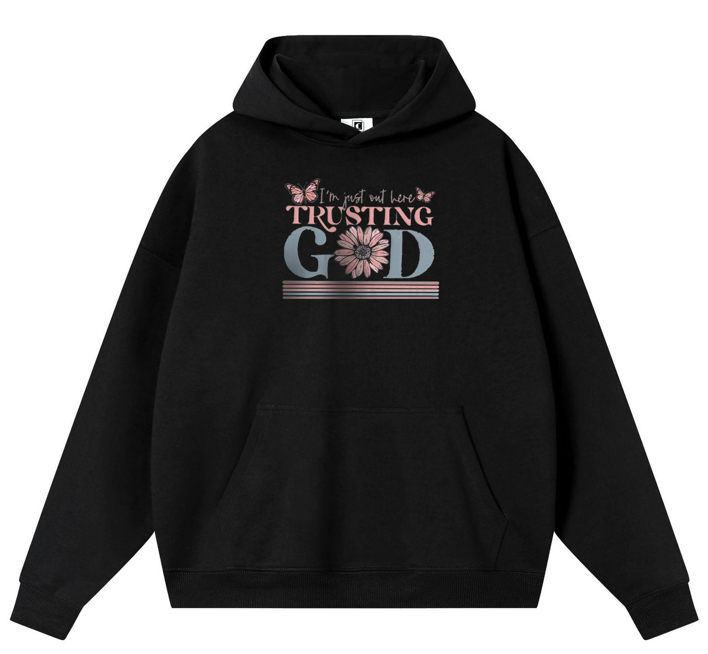 Trust in God Cotton Hooded Collar Pullover Sweatshirts Casual Long Sleeve Shirts