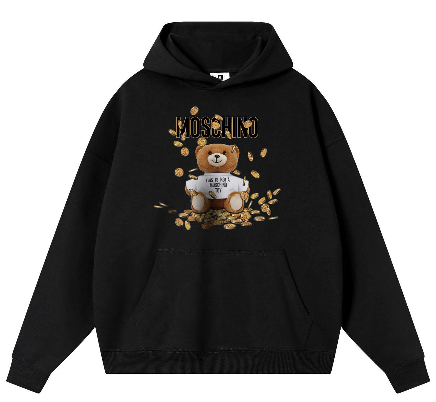 Wealth Bear Cotton Hooded Collar Pullover Sweatshirts Casual Long Sleeve Shirts