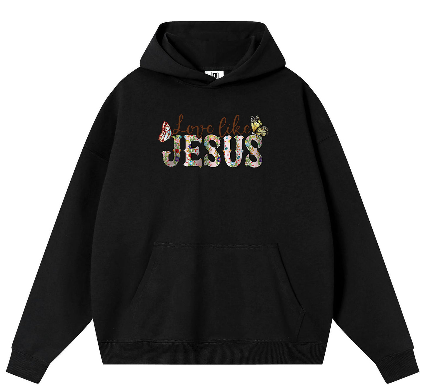 Two Butterflies of Jesus Cotton Hooded Collar Pullover Sweatshirts Casual Long Sleeve Shirts