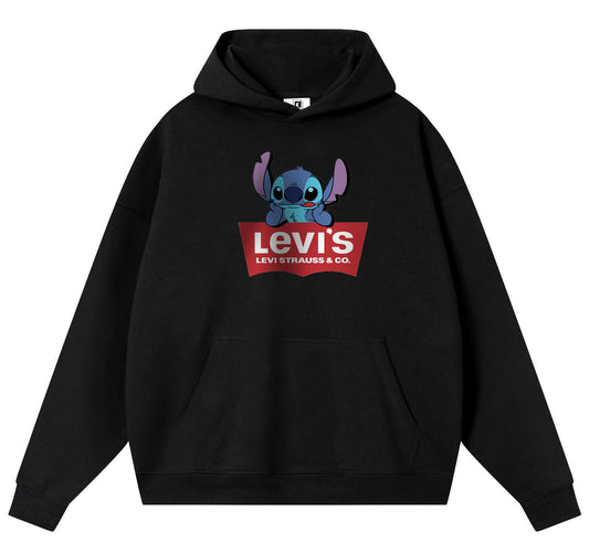 LEVIS Stitch Cotton Hooded Collar Pullover Sweatshirts Casual Long Sleeve Shirts